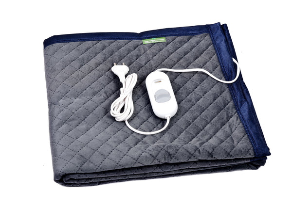 Plant Warmerz Electric Bed Warmer- Under Blanket- Ultrasonic Velvet Fabric- Single Bed (5 Years Warranty, 30x60 inches, Reversible) (Grey)