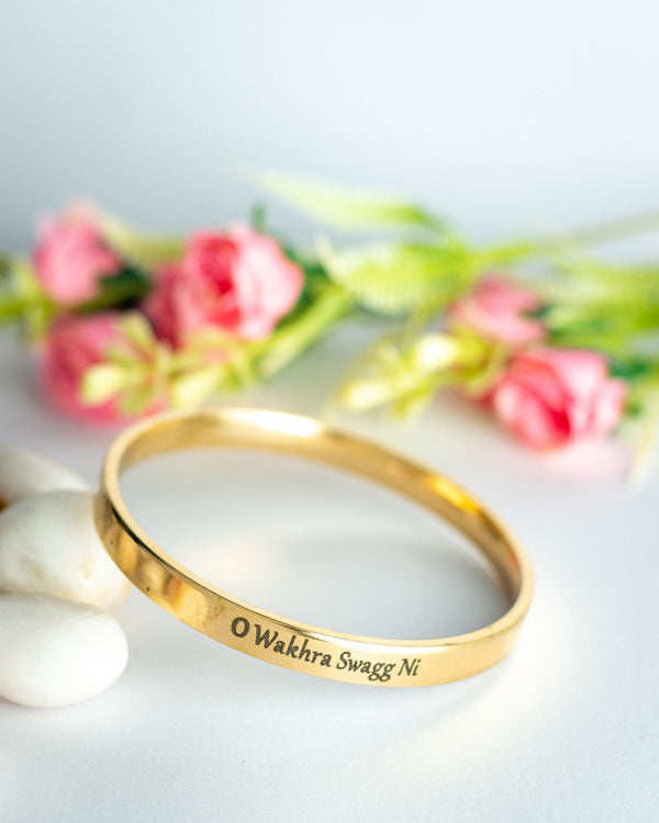 Customised Brass Kada for Men 7 mm thickness by Punjabi Swagg