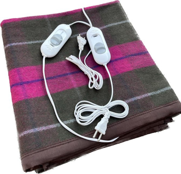 WARMTH WEB Electric Bed Warmer-Under Blanket for Double Bed (2 Years Warranty, Wool, Multicolour, 60x60 inches, 2 Power Plugs)