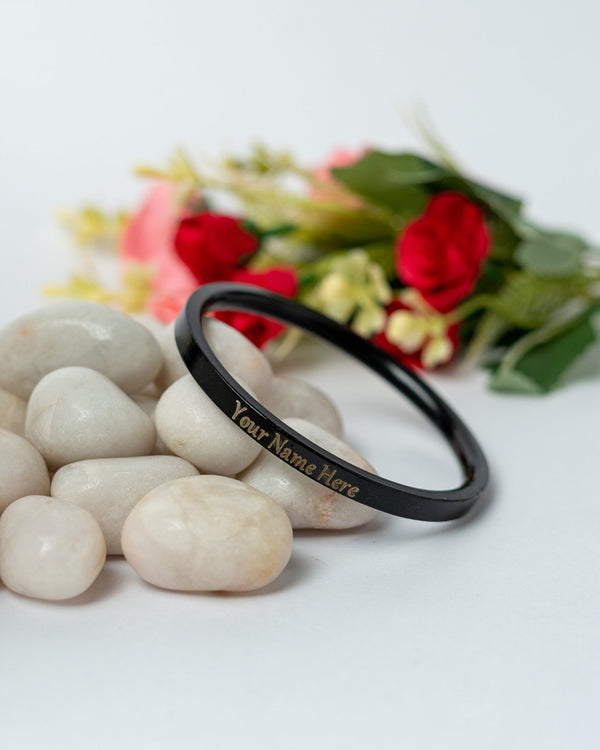 Black SARABLOH (Cast Iron) Customised Unisex Kada 0.2″ Thickness by Punjabi Swagg
