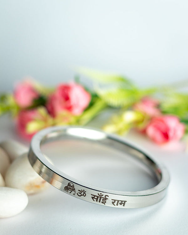 Om Sai Ram Stainless Steel Kara by Punjabi Swagg