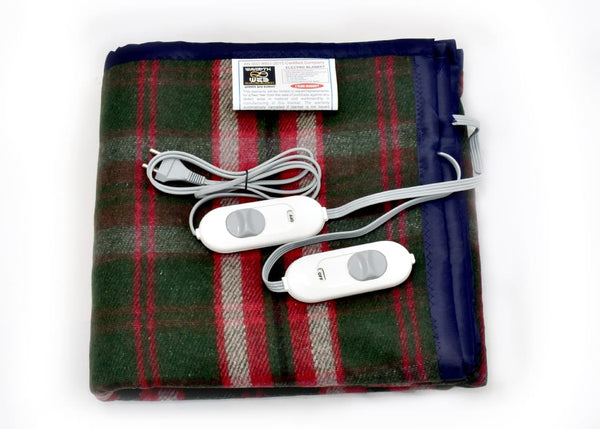 WARMTH WEB Electric Blanket Double Bed (2 Years Warranty, Merino Wool, Multicolour, 60×60 inches)